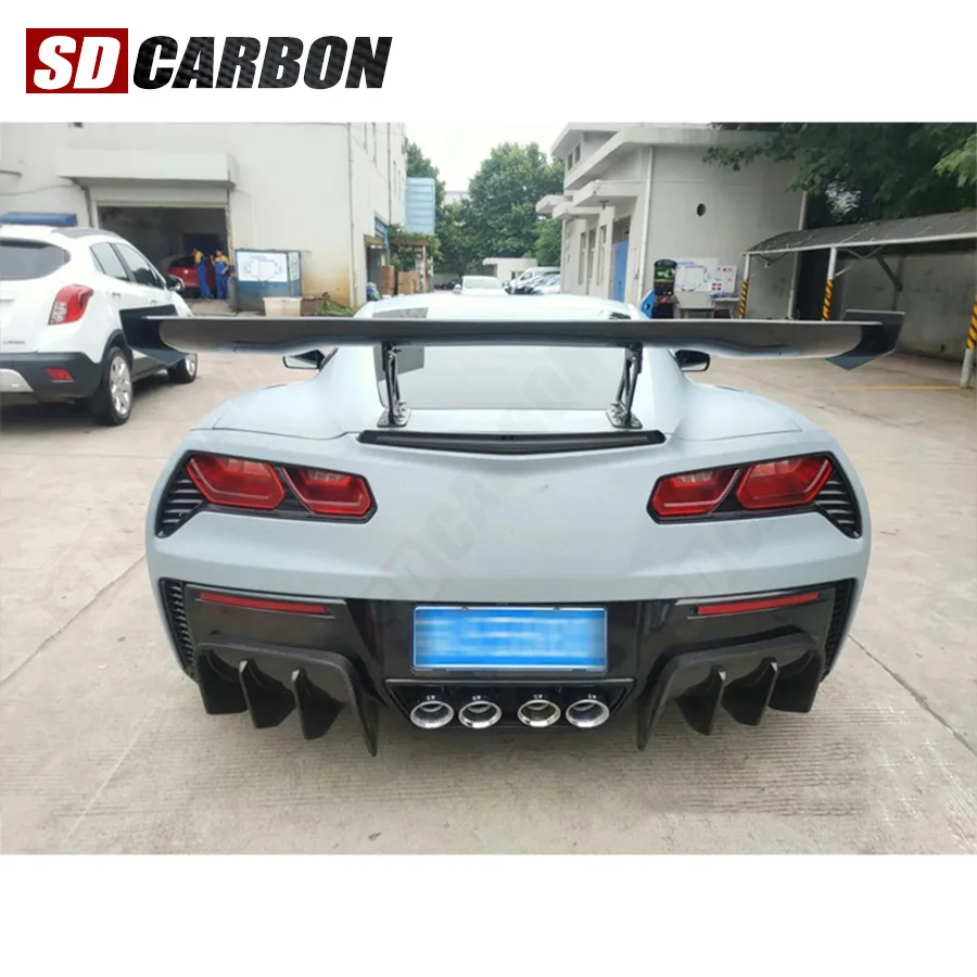 Диффузоры-сплиттеры из карбона для заднего бампера Chevrolet Corvette C7 Z06 2014-2019, задний спойлер, аксессуары для тюнинга кузова автомобиля (art.: 3920d9fc9db06) - 3920d9fc9db06