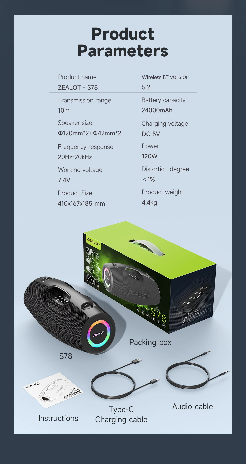 Персонализированный портативный караоке-динамик с большим выходом 100 Вт