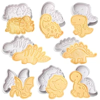 4pcs dinosaur cookie plunger cutter cartoon baking moulds stamp chocolates biscuit mold animal shape kitchen cake tools