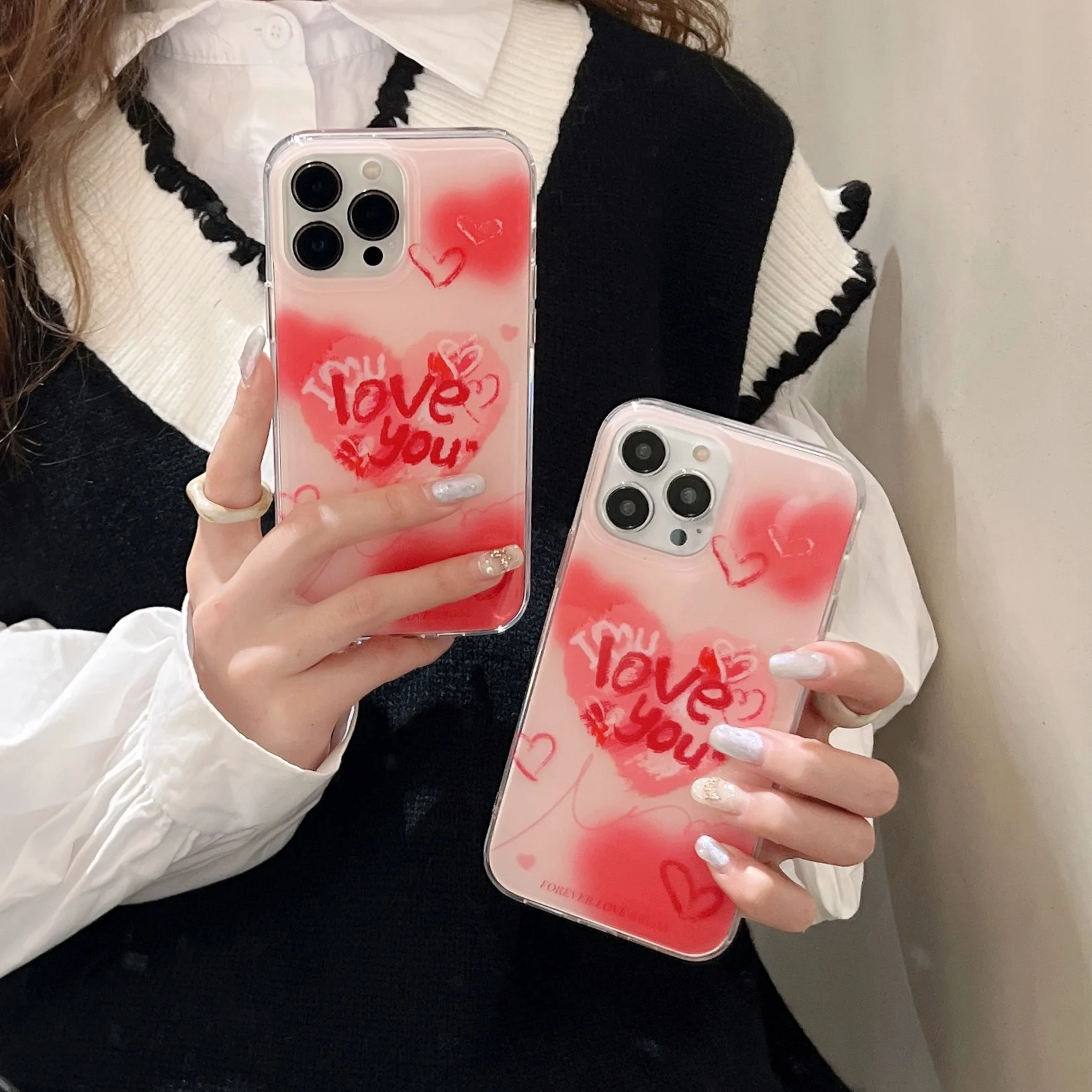 Ins dizzy dyed red love picture best cute Phone Case For iPhone 14 13 12 Pro Max 11 Shockproof  Protection Luxury Silicone Cover