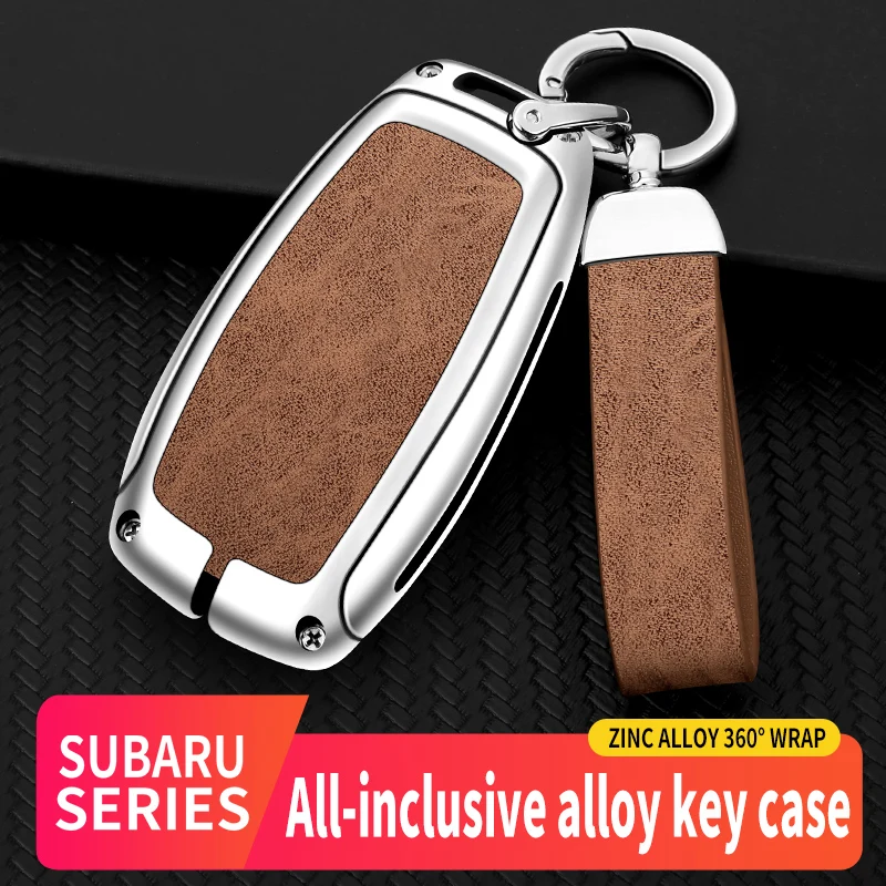 

Leather Zinc Alloy Car Remote Key Case Cover For Subaru BRZ XV Forester Legacy Auto Keychain Accessories Protector Shell