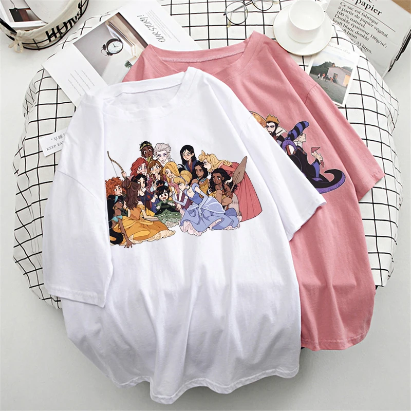 

Новая летняя розовая футболка с коротким рукавом и круглым вырезом, с принтом Минни Маус И Микки-Мауса