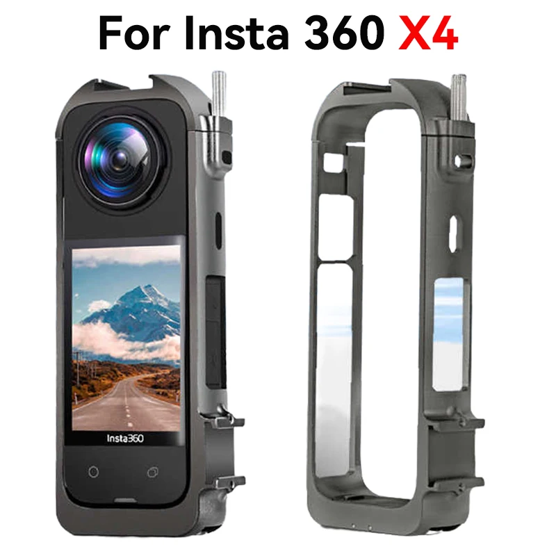Фото Алюминиевая защитная рамка для Insta360 X4, металлический прочный корпус, клетка с креплением для холодного башмака, аксессуары для камеры Insta360 X4 №1