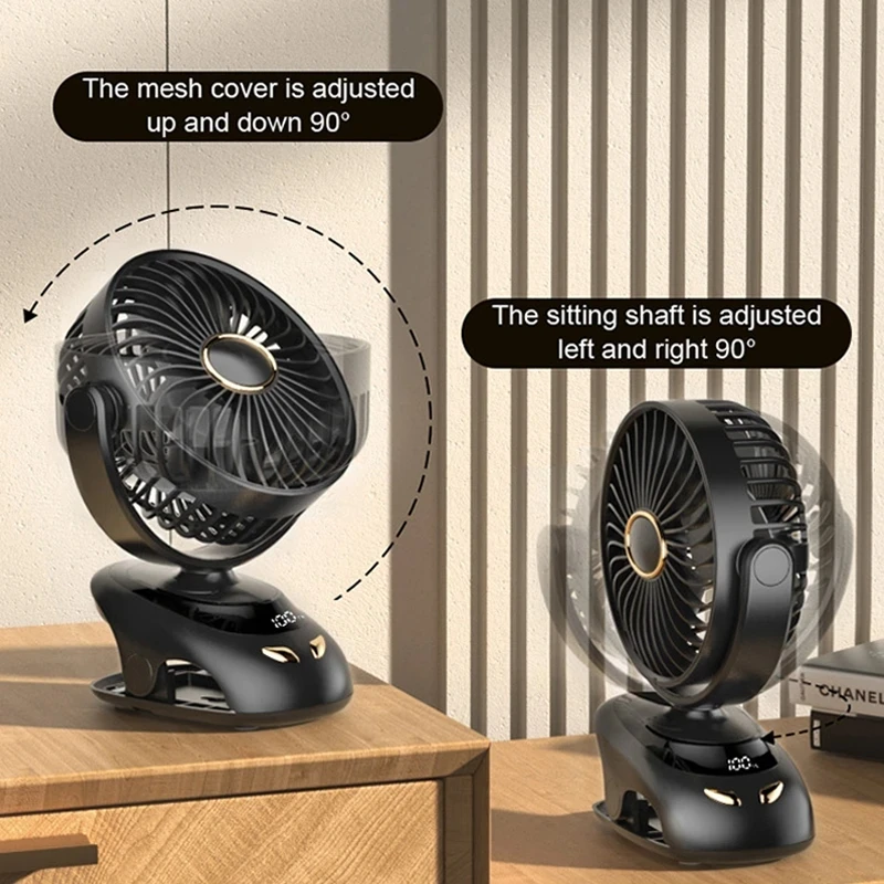 

10000mAh Battery Portable Wireless Fan USB Desktop Fan Outdoor Camping Clip Mini Electric Fan for Baby Stroller Cart