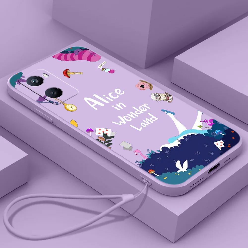 

Alice in Wonderland For OPPO A96 A94 A93 A77 A76 A74 A73 A72 A57 A54S A53S A52 A33 A31 A12 Liquid Rope Funda Cover