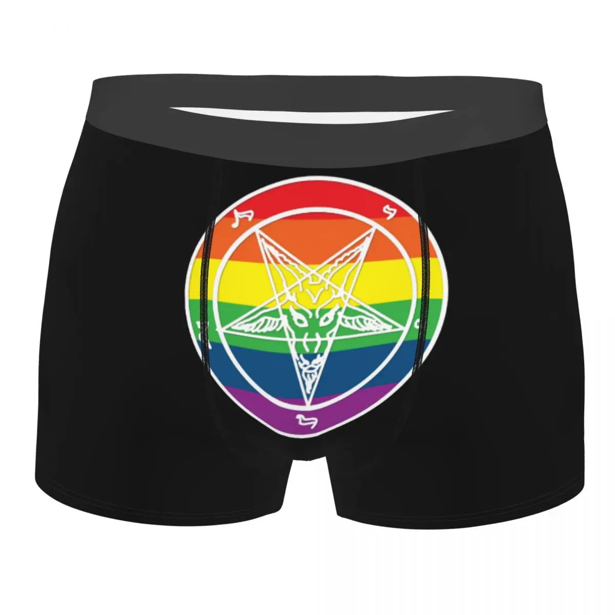 

Men Rainbow Baphomet Underwear Novelty Boxer Shorts Panties Male Breathable Underpants S-XXL