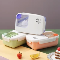 lunch box grids student office worker microwave hermetic bento box outdoor picnic fruit food container with fork