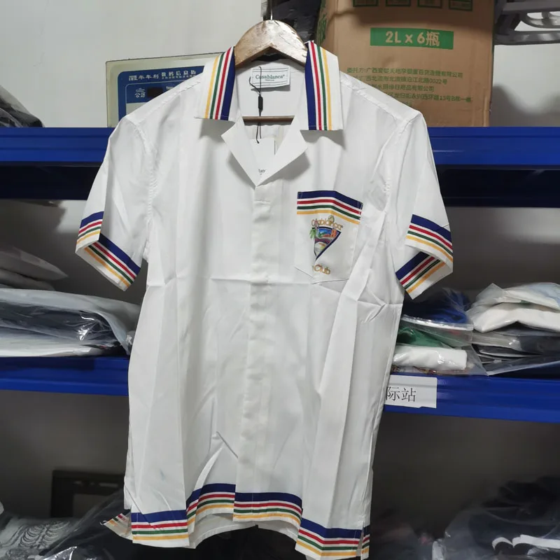 

Fashion New Casablanca Shirts Coconut Style Printed Shirt Men Women Loose Casual White Short-shirt CASABLANCA Short Sleeve Shirt