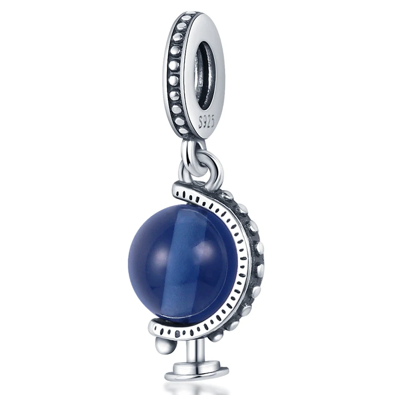 

Лидер продаж, бусины-шармы из серебра 925 пробы с голубыми шариками, подходят для оригинального браслета Пандоры, подвеска для ожерелья, ювел...