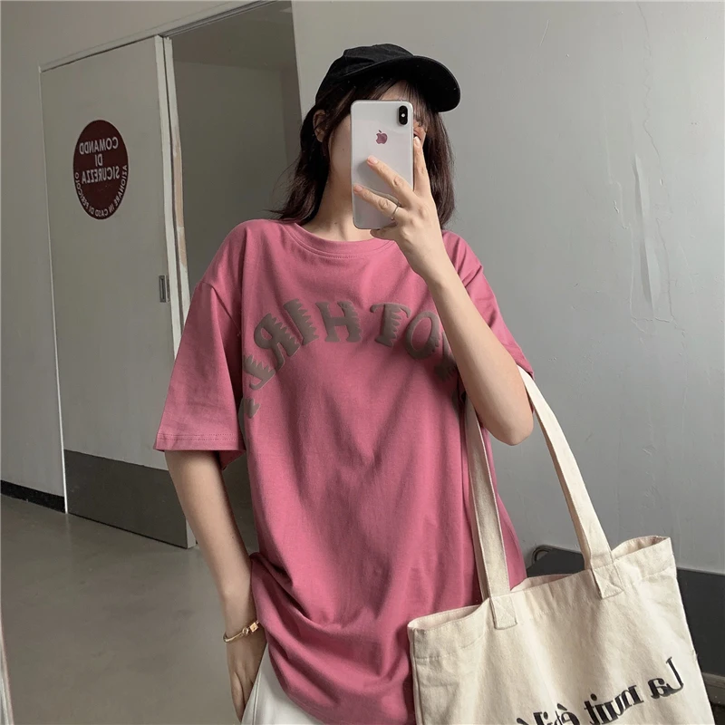 

Женская Винтажная футболка с коротким рукавом, свободного покроя