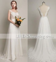 actual lmages vestido de noiva sexy backless long lace white chiffon cheap 2018 appliques vintage bridal gown bridesmaid dresses