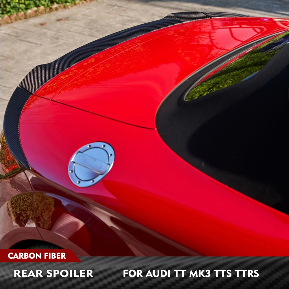 Фото Для Audi TT MK3 8S TTS TTRS 2-дверный 2015-2020: карбоновый спойлер на крышку багажника, гоночное антикрыло, накладка на багажник №1