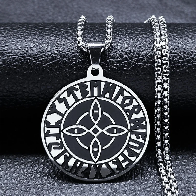 

Viking Nodic Rune Celtic Knot Necklace Women/Men Stainless Steel Witch Protection Amulet Necklaces Jewelry cadenas para hombre