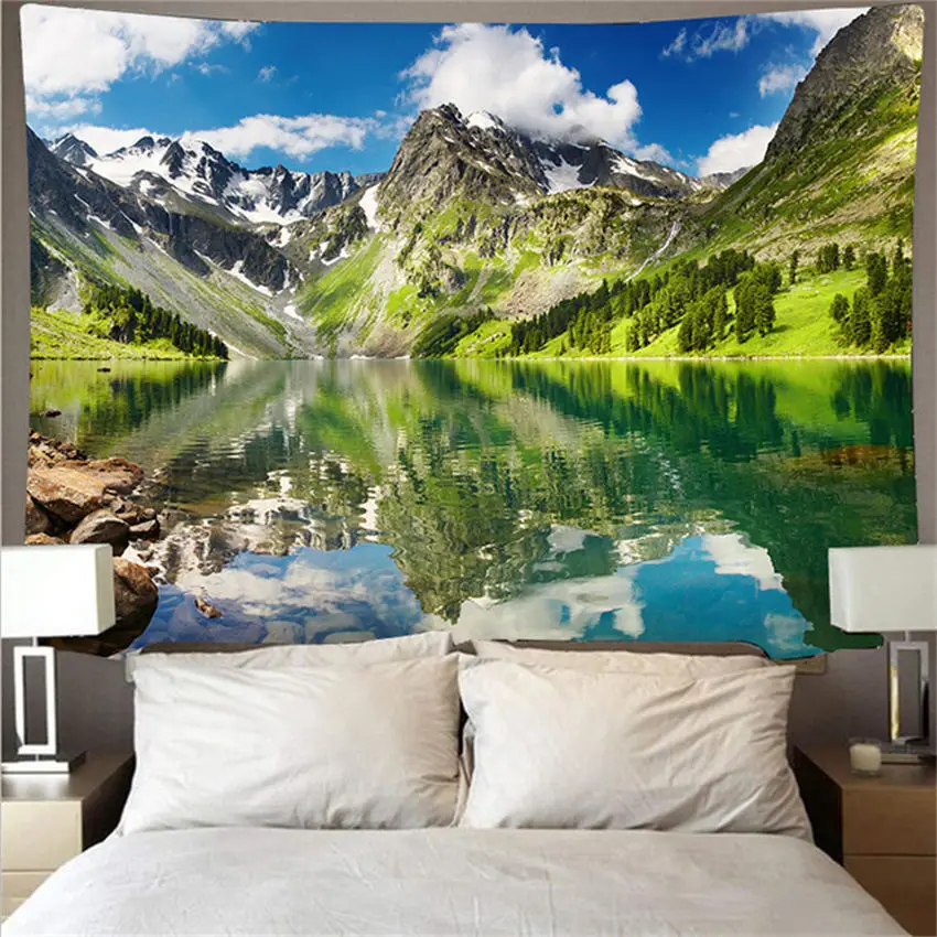 

Высокое качество природный пейзаж горы озер Солнечный свет гобелен настенное пляжное полотенце художественное украшение для комнаты