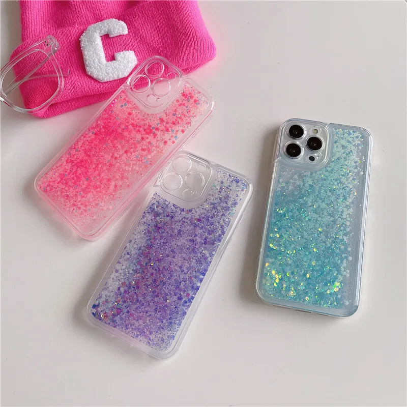 

Luminous Glitter Liquid quicksand Phone Case For iphone 14 13 12 Mini 11 Pro XS Max XR X SE20 6S 7 8 Plus transparent Soft Cover