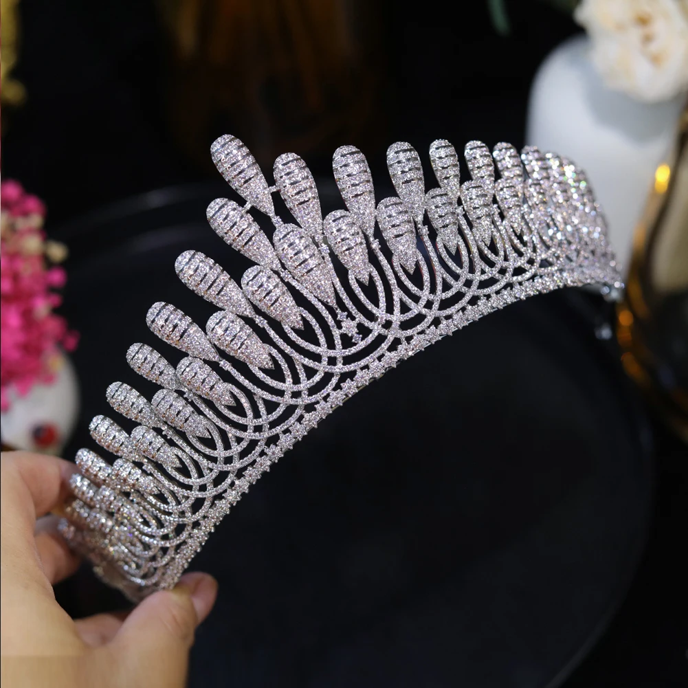 Роскошная микробинкрустированная циркониевая Королевская корона свадебные