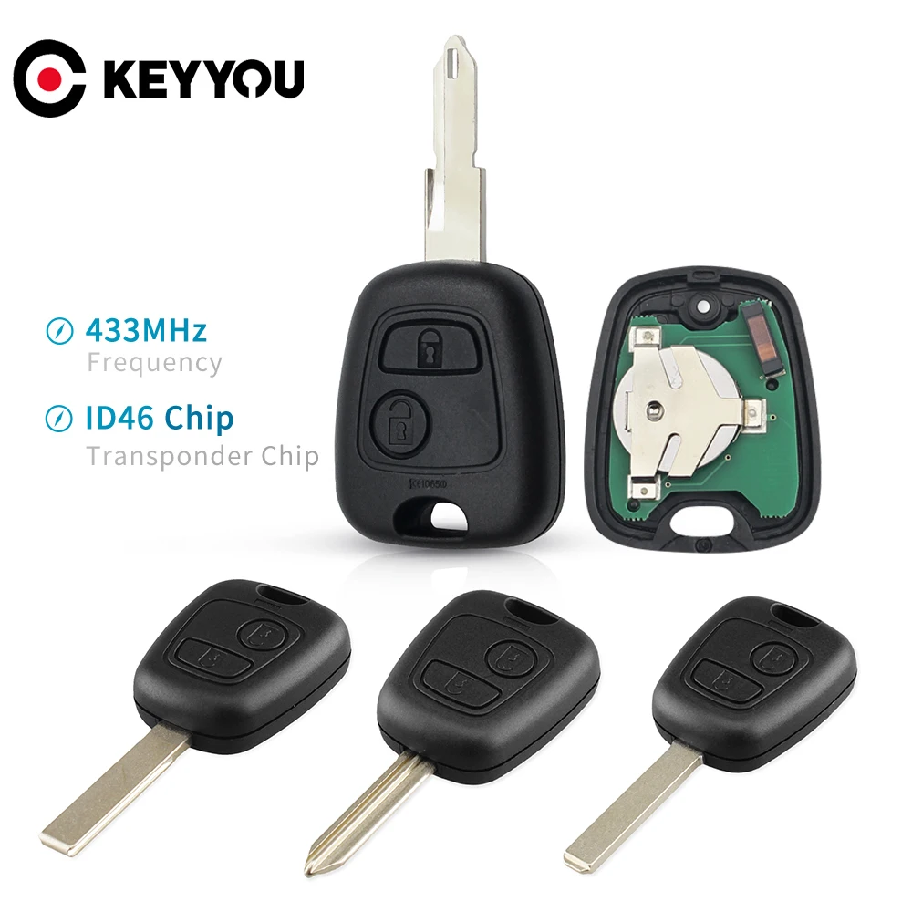 

KEYYOU Remote Car Key ID46 433MHz Fob For Citroen C1 C2 C3 C4 Saxo Picasso Xsara Picasso Peugeot 106 206 306 207 407 Partner
