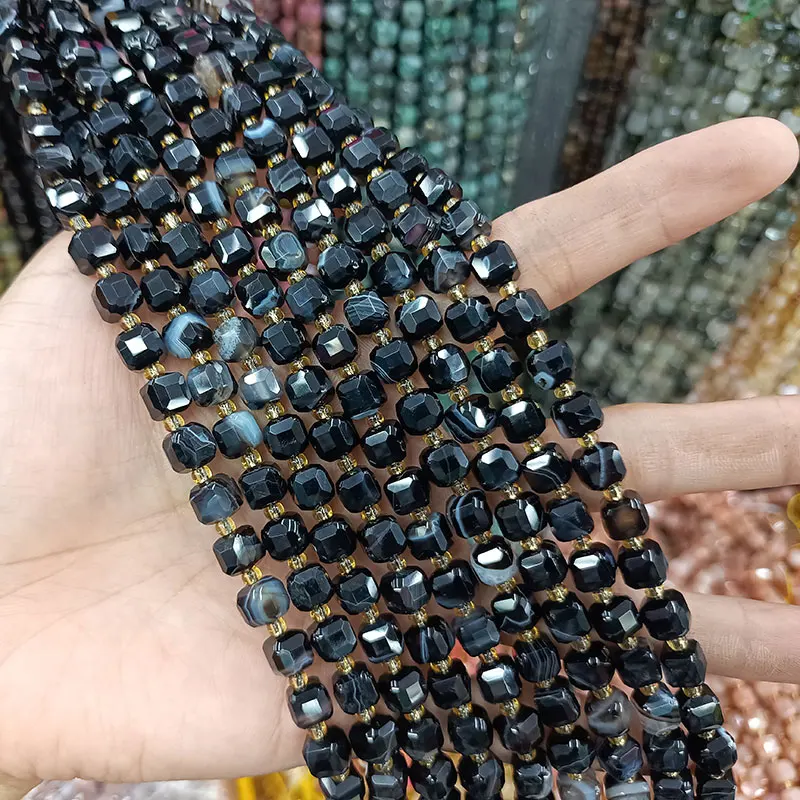 Граненый кубик 8 мм натуральный черный персианагакатехин камень россыпью