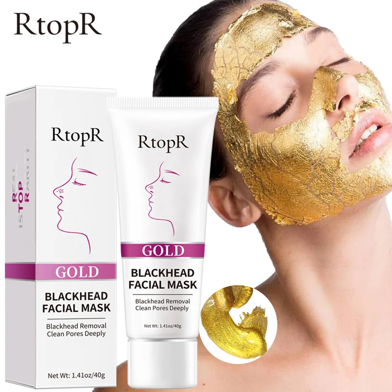 

RtopR New Gold Remove Blackhead Mask Face Pore Peeling Acne Treatment Nose Deep Cleansing Face Whitening Hydrating Golden mud