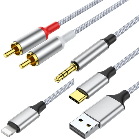 USB 3,5 мм RCA аудио кабель Type-C до 2 RCA кабель 2rca Jack Type C RCA кабель для iPhone Sumsung Xiaomi динамик домашний кинотеатр тв 1 м
