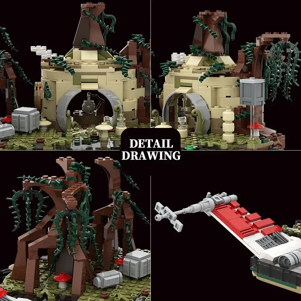 Конструктор gobrick MOC Dagobah игровой кирпичи Космический болотный сцена базовый