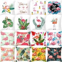 summer tropical plants flamingo decorative pillowcase green leaves throw pillow case flamingo pillow cover
