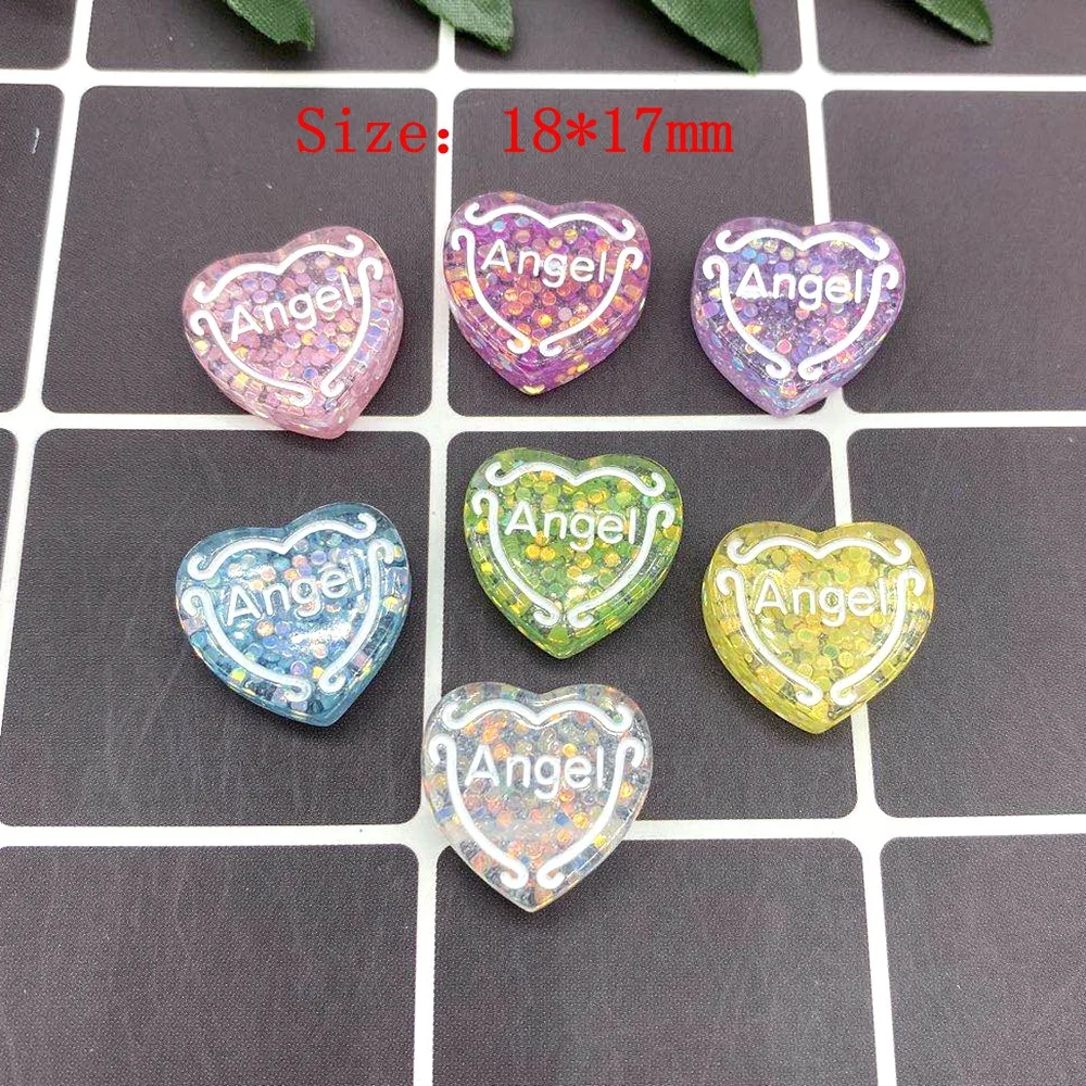 

30Pcs Resins Accessories Angel Letters Confetti Heart Shape Flatback Resin Cabochon DIY Jewelry Charms Scrapbooking Decor Craft