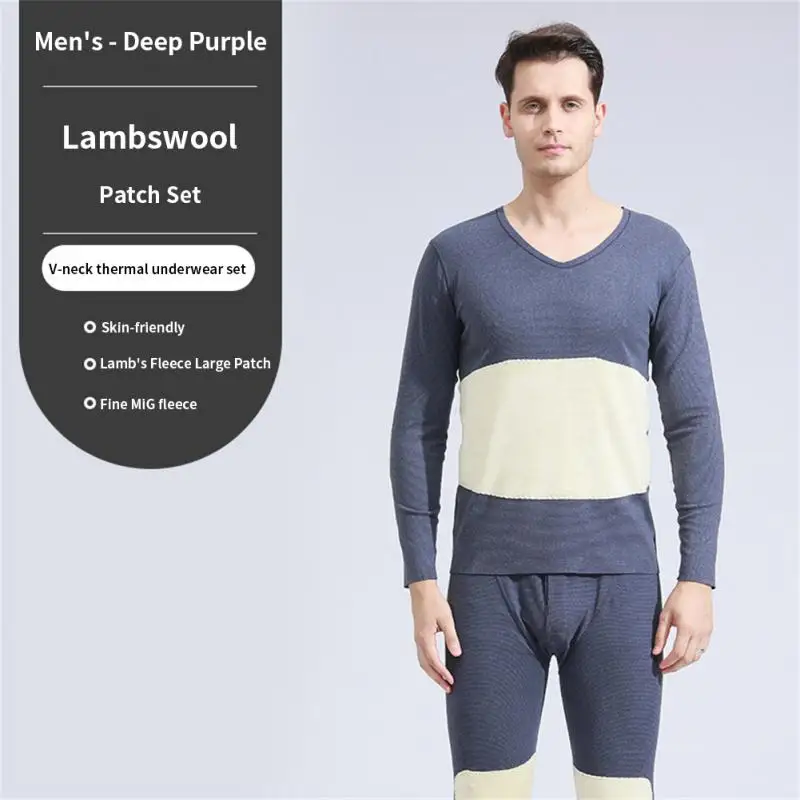 2 Pieces Set Winter Couple's Traceless Thermal Underwear Cashmere Widening Patch Seamless Thick Double Layer Warm Lingerie L-3XL