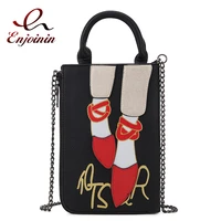cartoon high heels pattern purses and handbags for women funky ladies satchel handbags party clutch casual chain shoulder bag