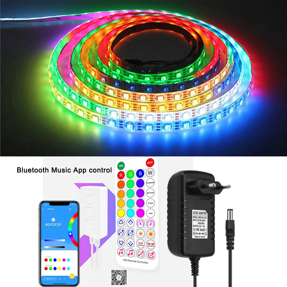 

WS2812B Smart RGB LED Strip WS2812 Individually Addressable LED Light 30/60/144Leds Black/White PCB Waterproof IP30/65/67 DC5V