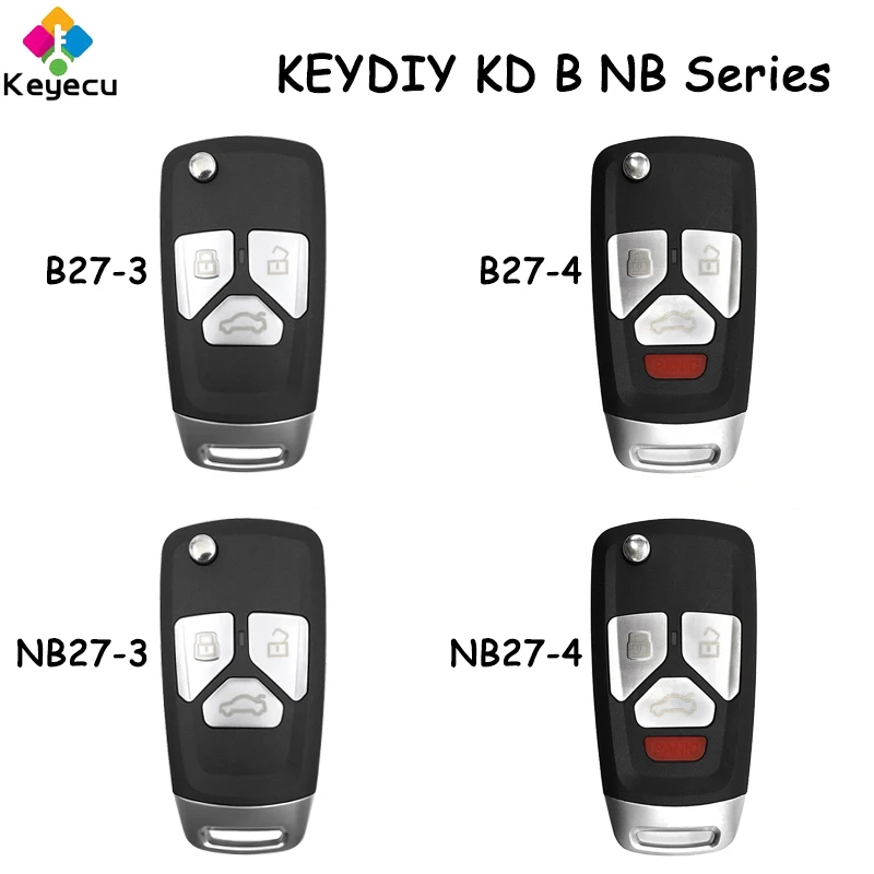 

KEYECU KEYDIY KD B NB Series for Audi Flip Style Universal Remote Car Key With 3 4 Buttons for KD900 KD900+ URG200 KD-X2 MINI KD