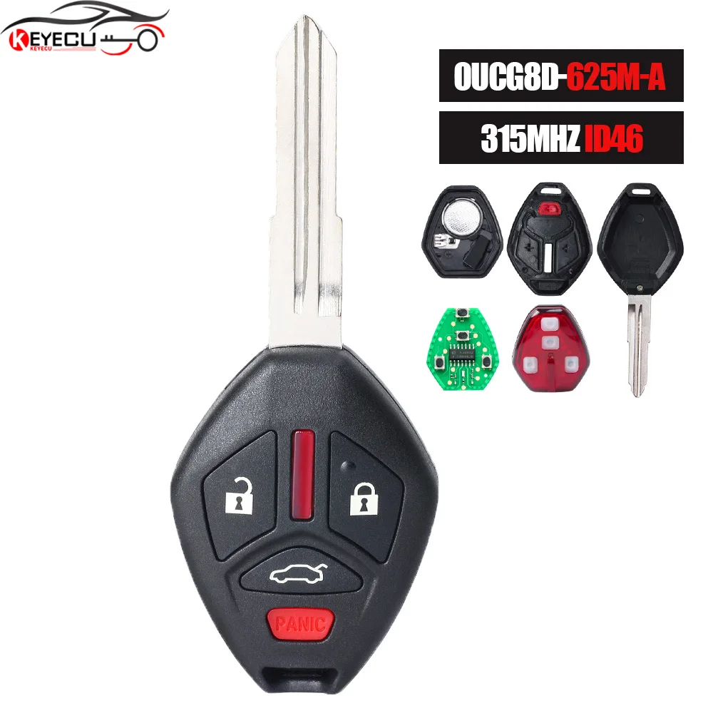 

KEYECU G8D-625M-A 315MHz ID46 Remote Key Fob for 2008 2009 2010 2011 2012 2013 2014 2015 2016 2017 Mitsubishi Lancer 6370A477