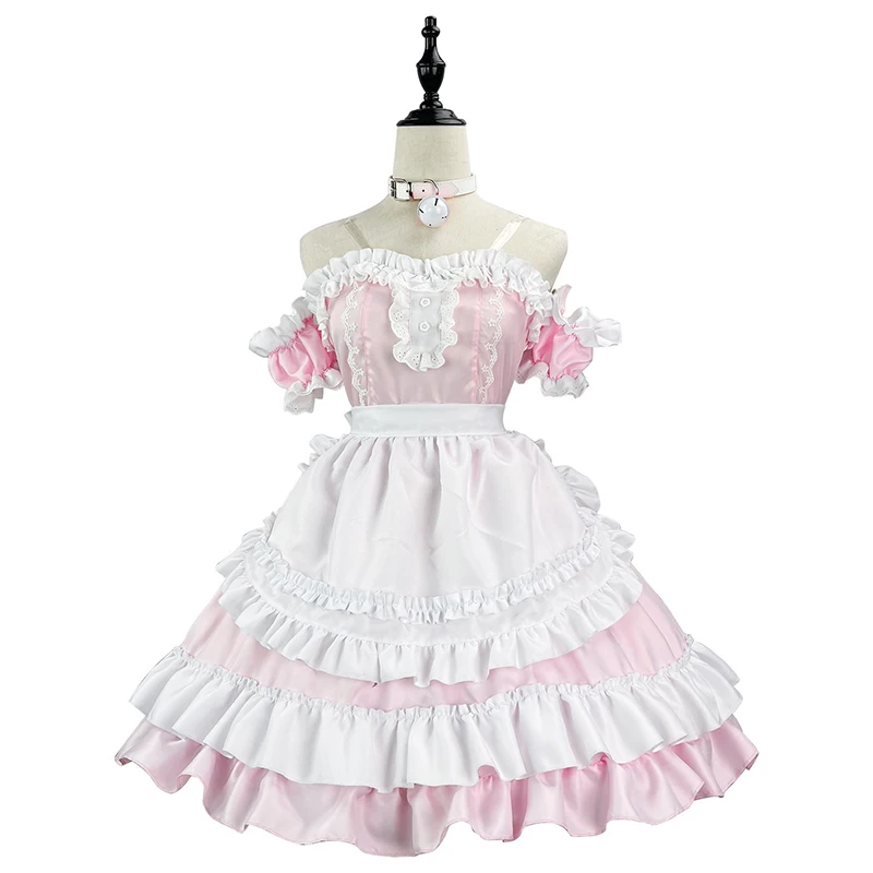 

Sweet Cute Pink Lolita Dress Girl Women Plus Size 5XL Sexy Maid Outfit Retro Japanese French Maid Uniform Dress Cosplay Costume