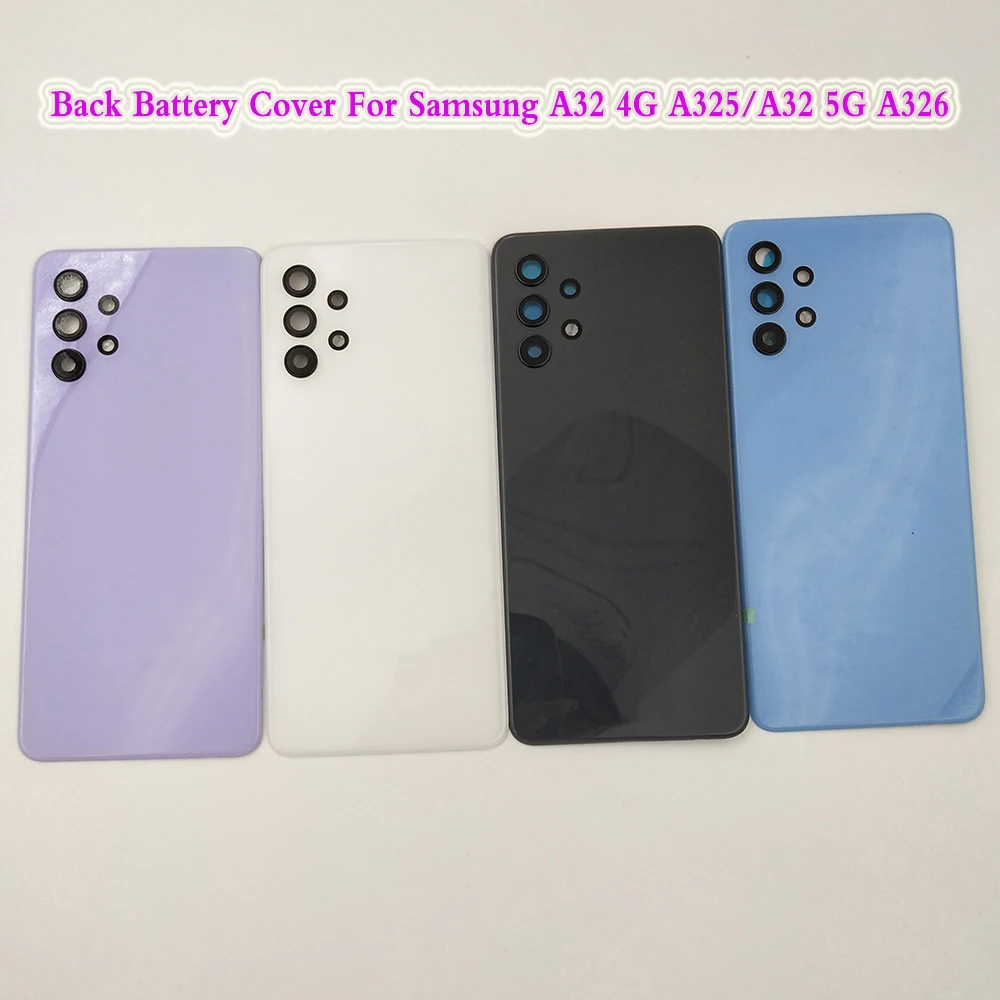 

Для Samsung Galaxy A32 5G 4G A326 A325 Пластиковая Задняя Крышка батарейного отсека задняя панель запасные части + стеклянный объектив камеры