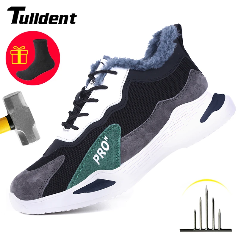 

Cotton Shoes Male Steel Toe Work Safety Shoes Lightweight Breathable Anti-smashing Stab-Resistant Non-slip Casual Sneaker