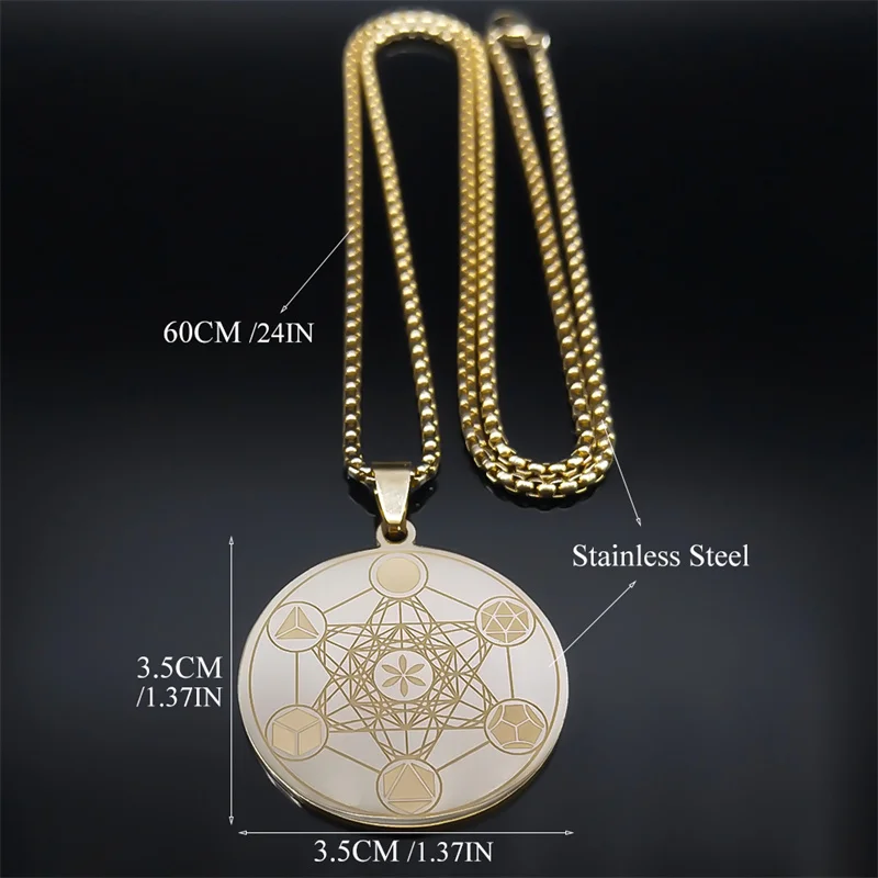 Загадочный Metatron Cube ожерелье &quotцветок жизни&quot для женщин и мужчин из нержавеющей