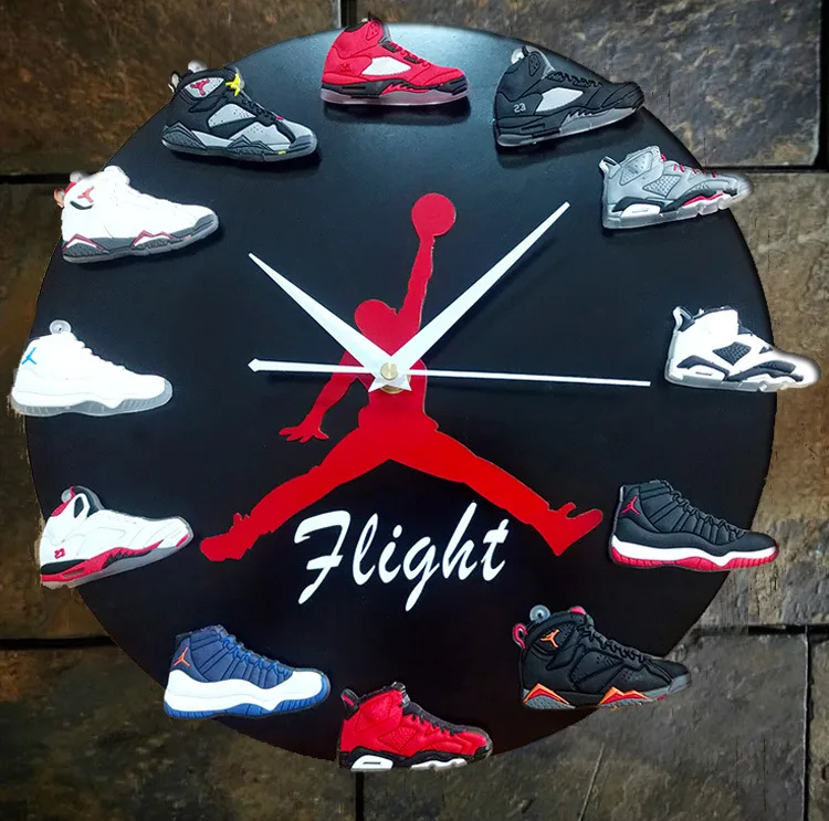 

12 дюймов креативные кроссовки Летающие настенные часы 3D форма для обуви различные стили подходящие домашний декор художественные настенны...