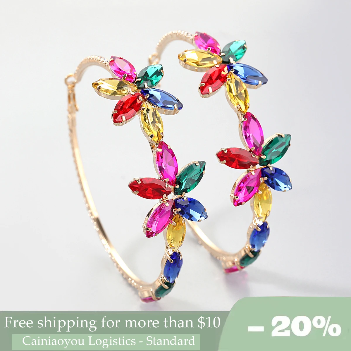 

New Trend Multicolor Rhinestone Female Earrings Dinner Fashion Declaration Luxury Jewelry Accessories