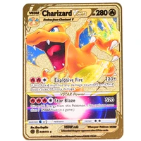 latest pokemon vstar cards metal collection gold glitter pikachu charizard anime gifts toys kids gx ex v vmax