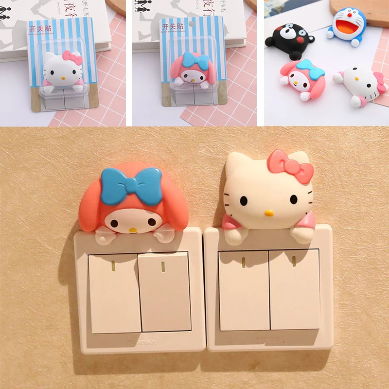 

Sanrioed Kawaii MyMelody Kitty Cat мультфильм переключатель Крышка декор комнаты 3D ВКЛ-ВЫКЛ переключатель наклейка выключатель настенный стикер