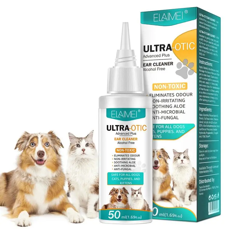 

50ml Cat Dog Ear Cleaner Drops Ear Wash Dirt Removal For Infectionn Control Pet Ear Cleaner Solution Cat Dog Cleaning Supply