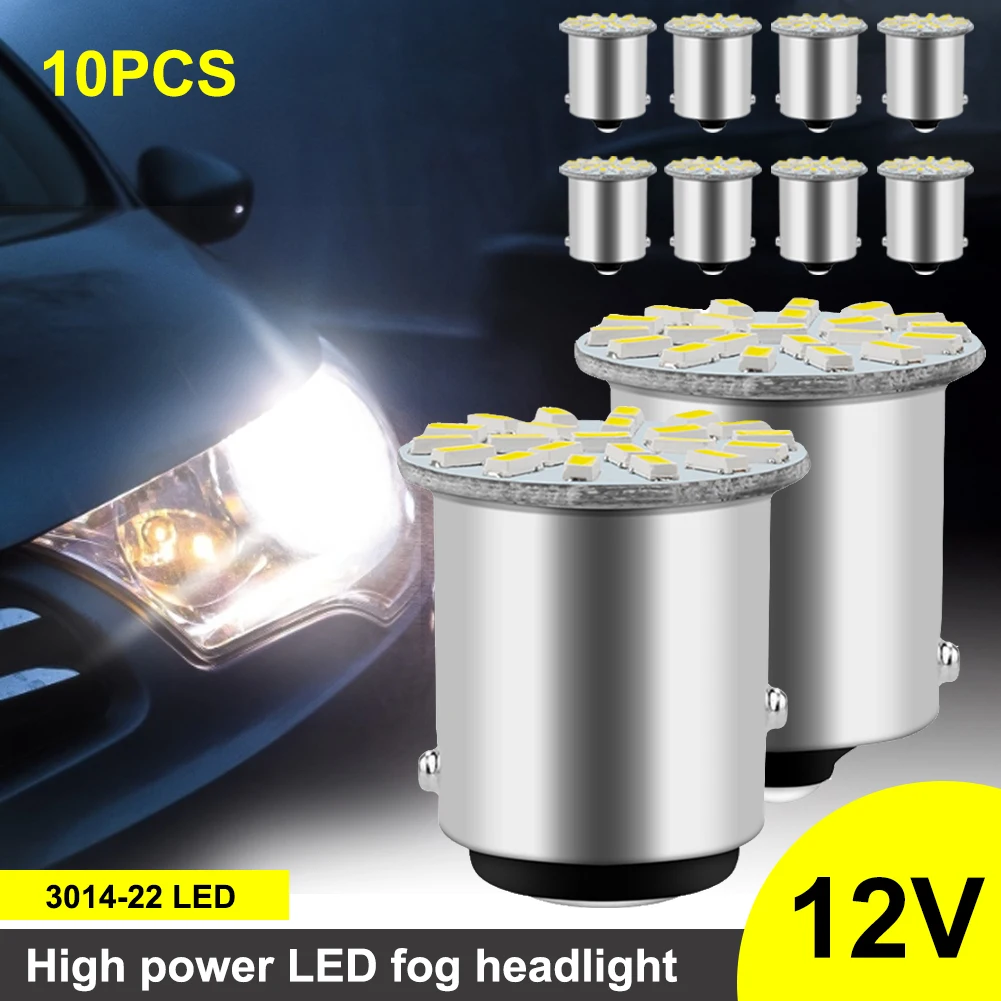 

10Pcs DC 12V 180 Degrees Turn Signal Light Car Brake Light Bulb 1157 BAY15D 22-LED 1206 SMD Super Bright Long Life Bulb White