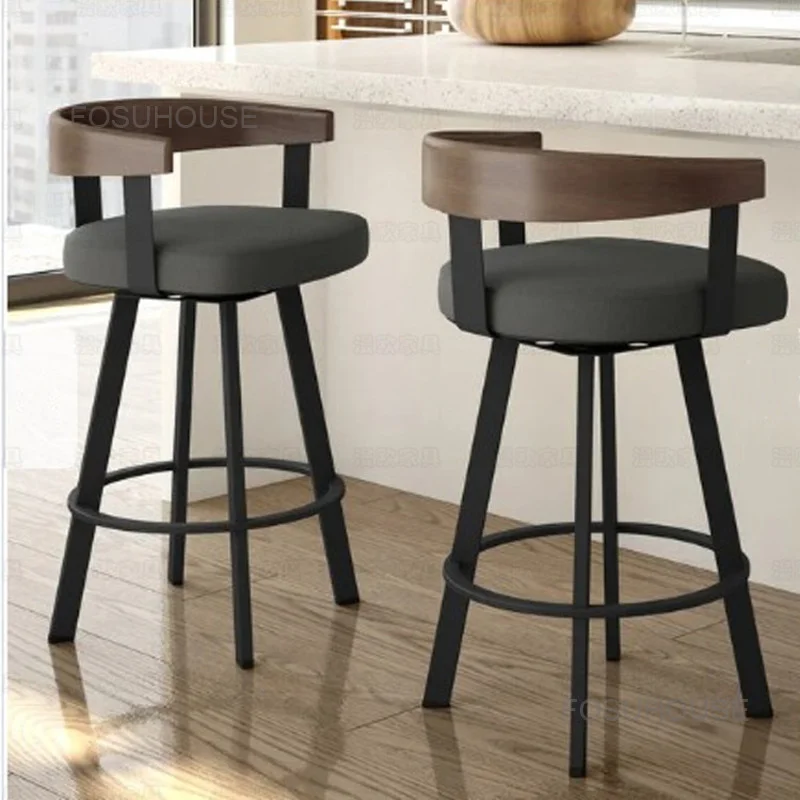 

Modern Wood Metal Bar Chairs For Kitchen Furniture Nordic Hotel Stools Negotiation High Chair Leisure Stool