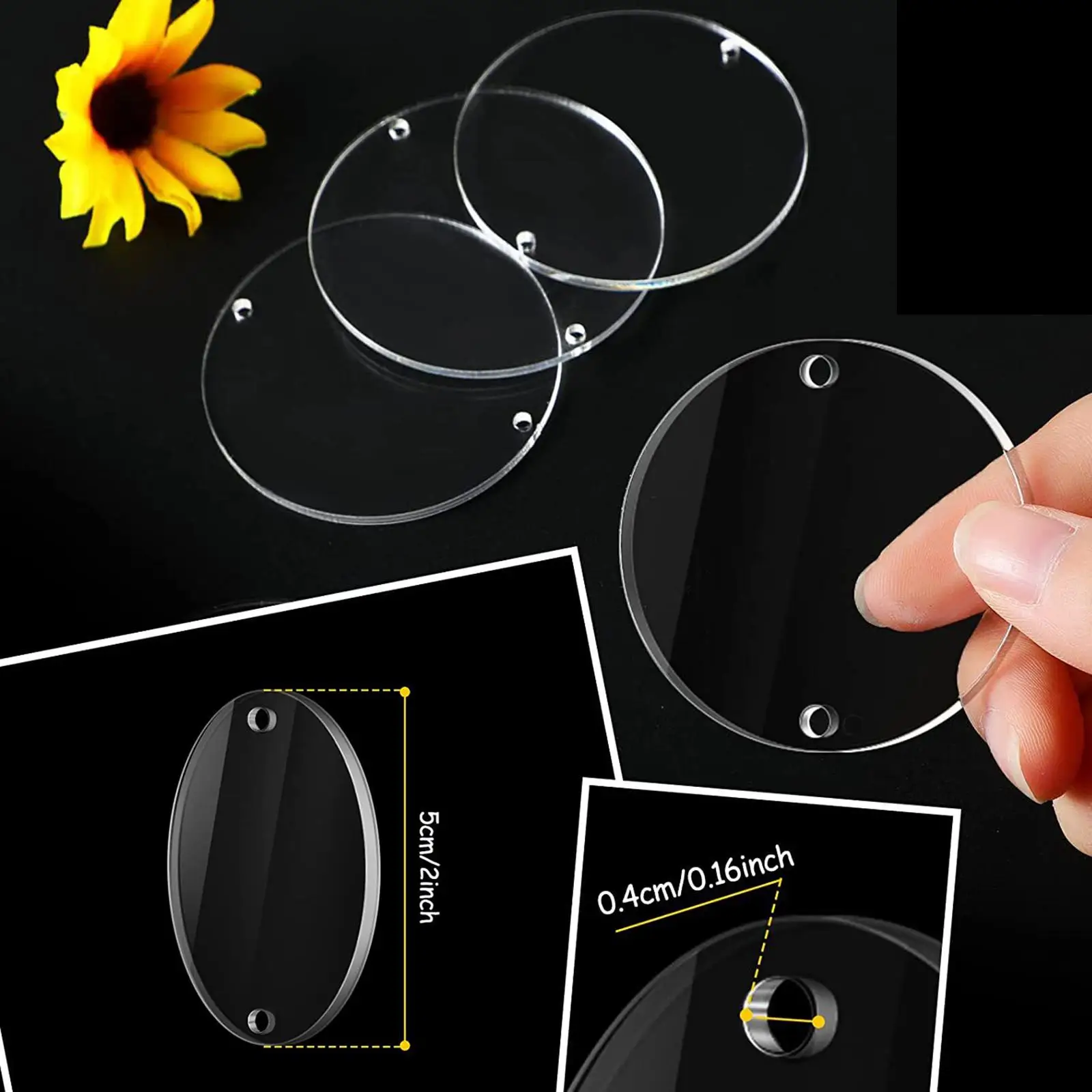 

100x Acrylic Keychain Blanks Set Acrylic Blank Clear Keychains Transparent Discs Round Holiday Decoration DIY Keychains