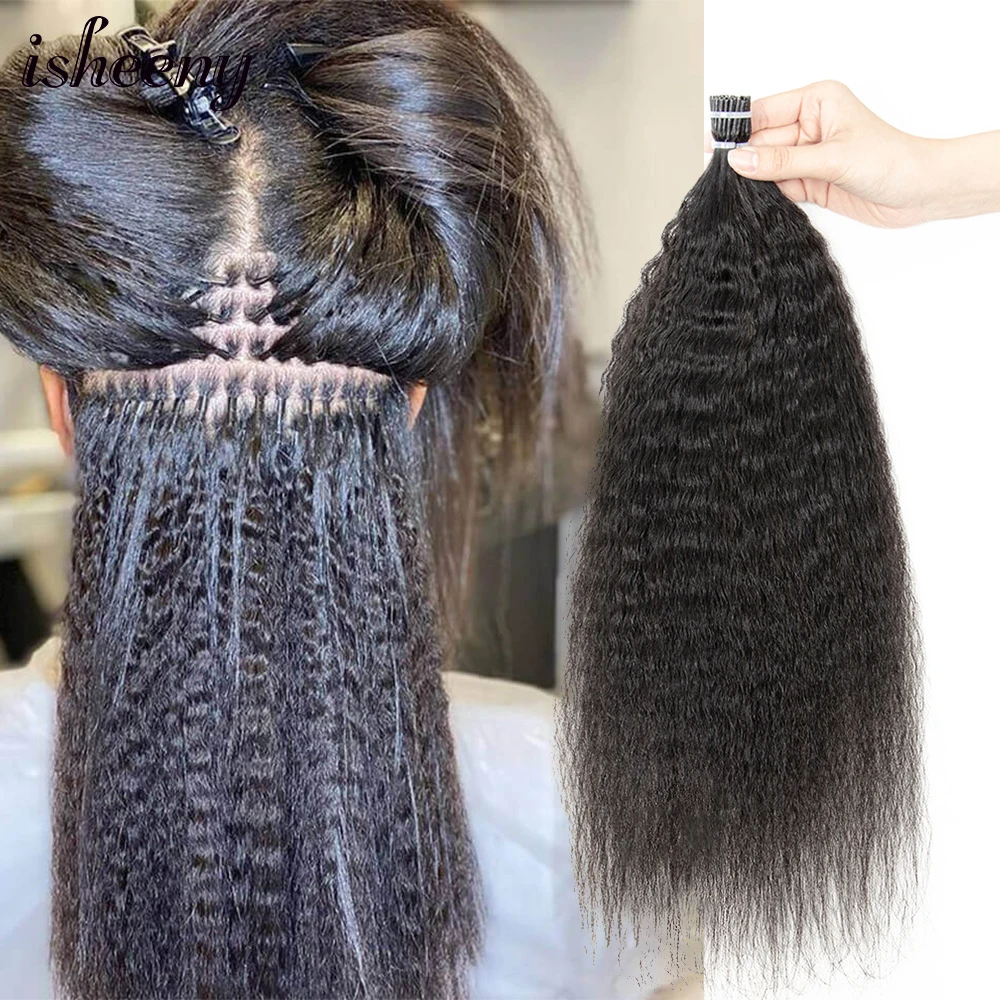 

Kinky Straight I Tip Human Hair Extensions For Black Mircolink I Tip Hair Extension Mongolian Kinky Straight Bulk Hair 1g/strand