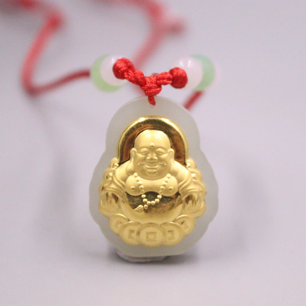 Новый 24-каратное желтое золото фольгированный натуральный нефрит монета Lucky Blessing