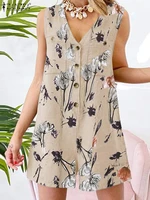 zanzea bohemian summer floral printed woman jumpsuits sleeveless v neck overalls playsuits casual holiday oversized beach romper