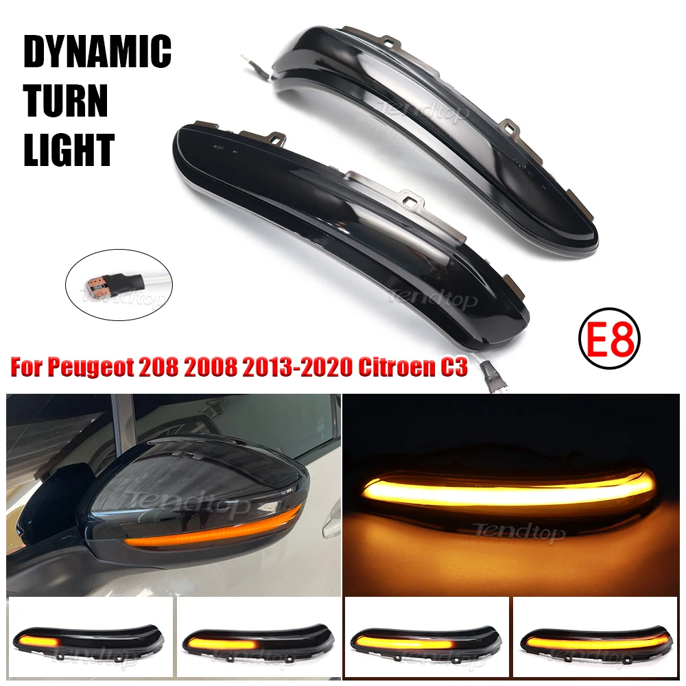 

LED Dynamic Turn Signal Light For Peugeot 208 2008 2012-2020 Citroen C3 2016- Flashing Indicator Sequential Blinker Lamp