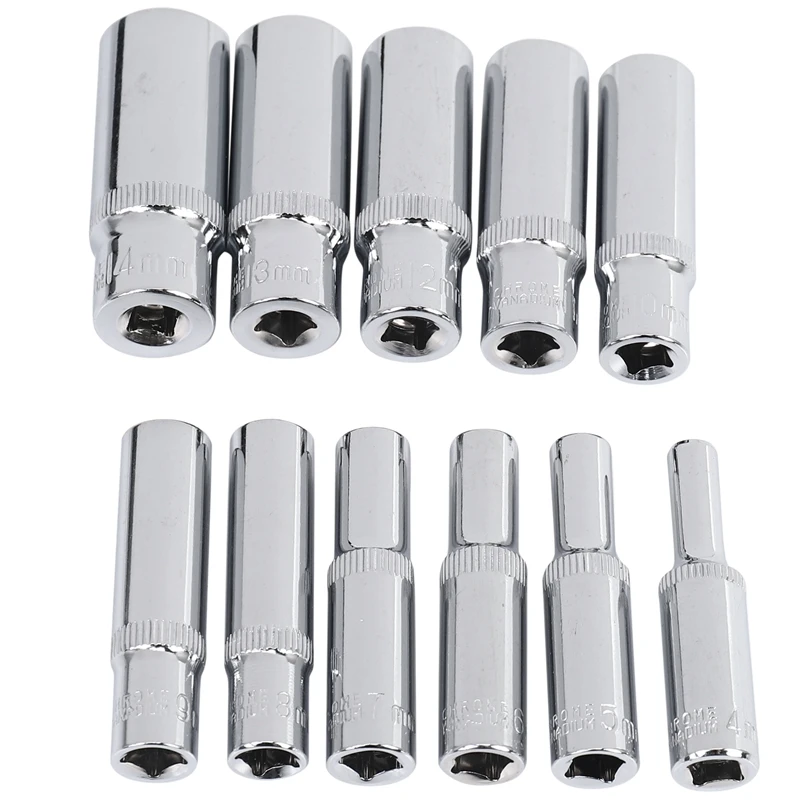 11 шт. набор глубоких головок с приводом 1/4 дюйма ручные инструменты CRV 6-точечная