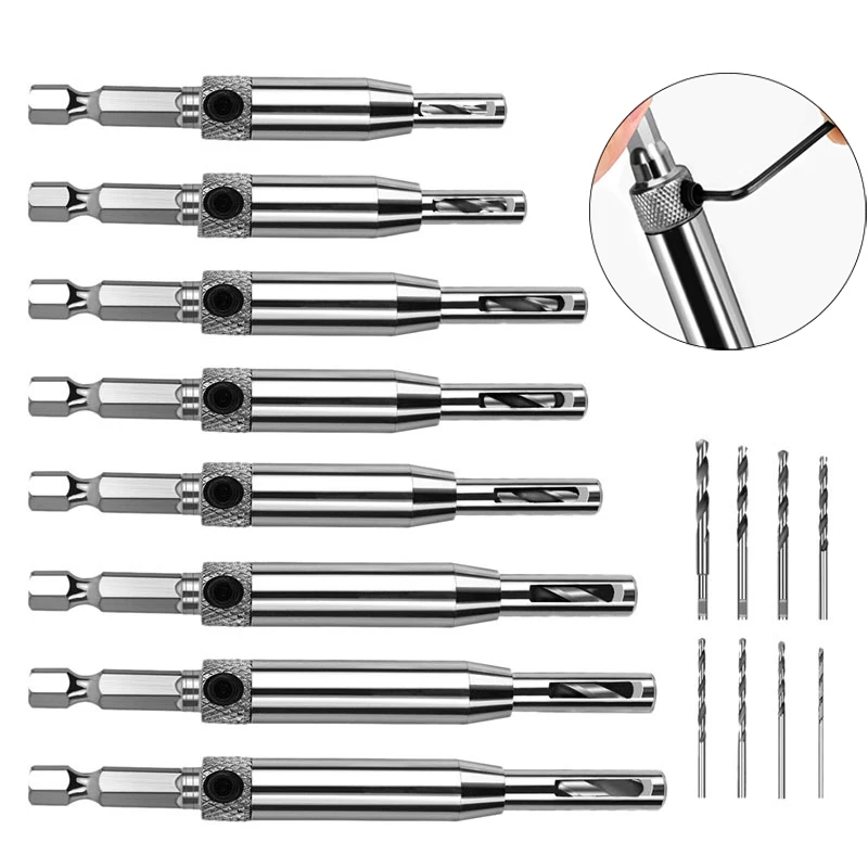 

4-16Pcs Self Centering Hinge Drill Bit Door Cabinet Hinge Locating Hole Cutter Woodworking Tool HSS Center Drill Bit 5/64-1/4In